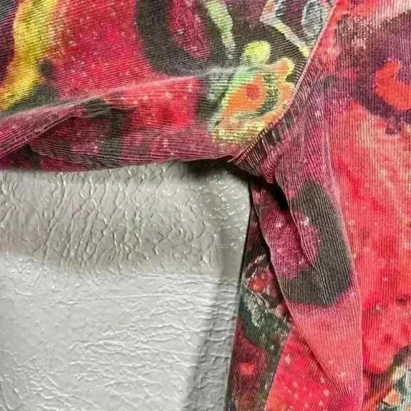 CHICO'S Red Swirl Galactic Button Up Top Corduroy Cotton Casual Collar Women XL - Picture 10 of 12